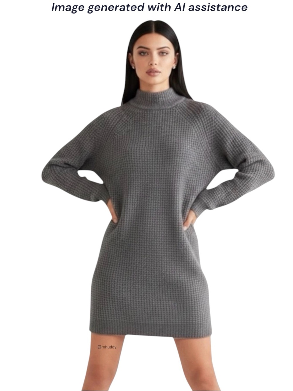 Mango XL wool blend waffle knit sweater dress